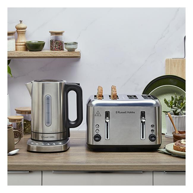 Russell Hobbs Addison 4 Slice Toaster - Brushed Stainless Steel RHT514BRU...