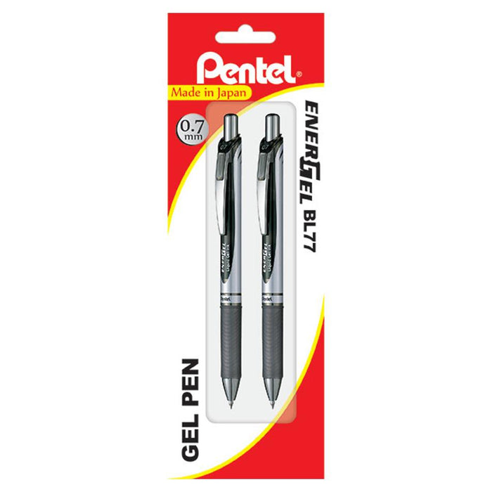 Pentel Energel Ballpoint Pen Retractable Deluxe Pk2 Black Hangsell