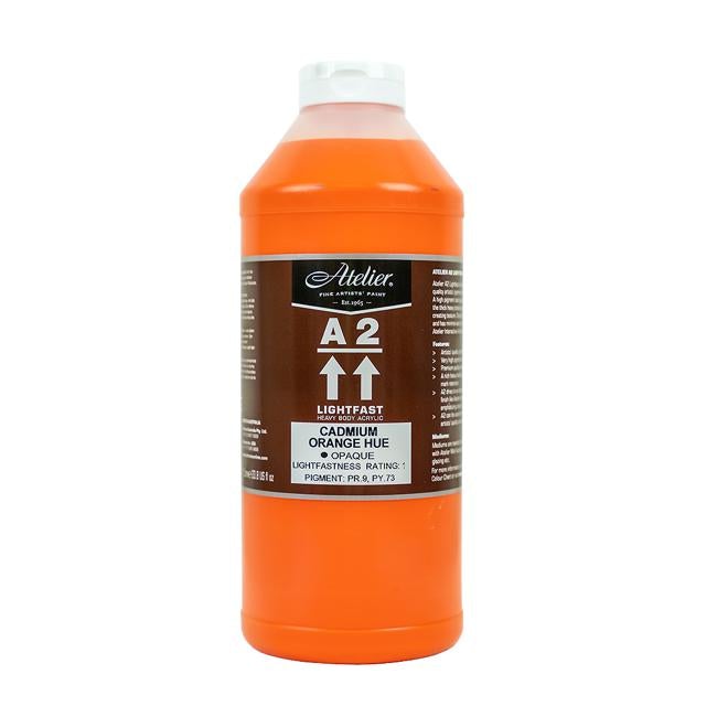 A2 Lightfast Heavybody Acrylic 1 Litre Cadmium Orange Hue-Officecentre