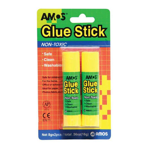 Amos Glue Stick 8gm 2 Pack Hangsell-Officecentre