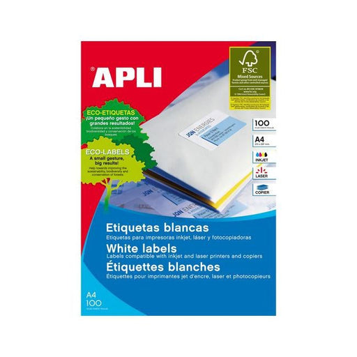 Apli labels a4 70x37mm square 100 sheets-Officecentre