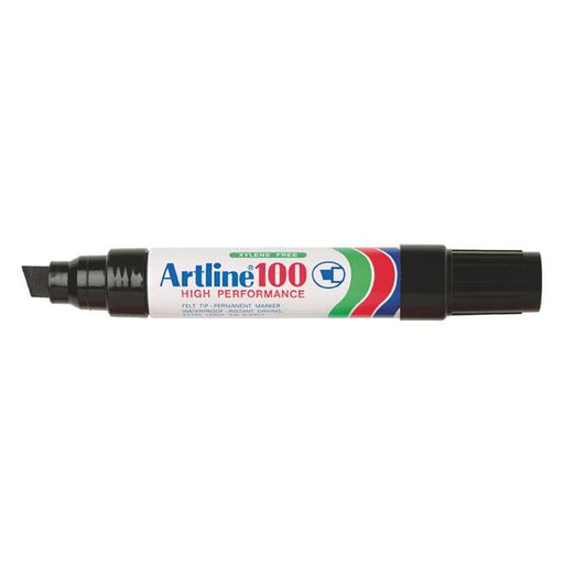 Artline 100 permanent marker 12mm chisel nib black hs-Officecentre