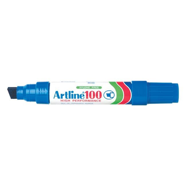 Artline 100 permanent marker 12mm chisel nib blue hs-Officecentre