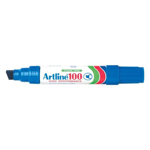 Artline 100 permanent marker 12mm chisel nib blue hs-Officecentre