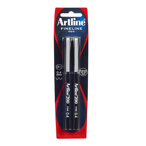 Artline 200 fineliner pen 0.4mm 2pc black hs-Officecentre