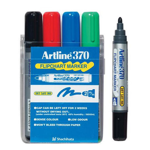 Artline 370 flipchart marker 2mm bullet nib astd wallet4-Officecentre