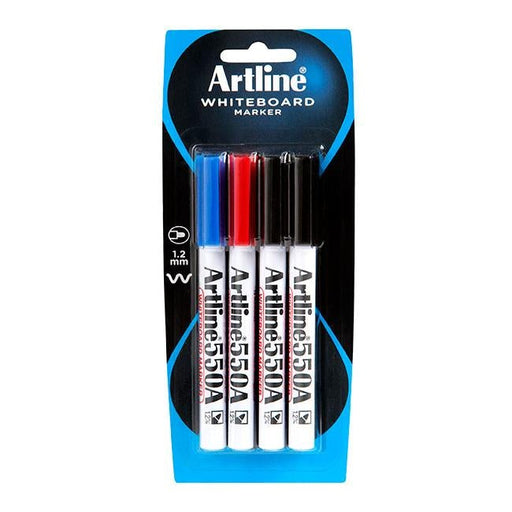 Artline 550a whiteboard marker 1.2mm bullet nib astd 4pk-Officecentre