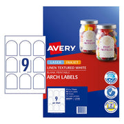 Avery Arched  Textured Labels 10 Sheets 9 Up White-Officecentre