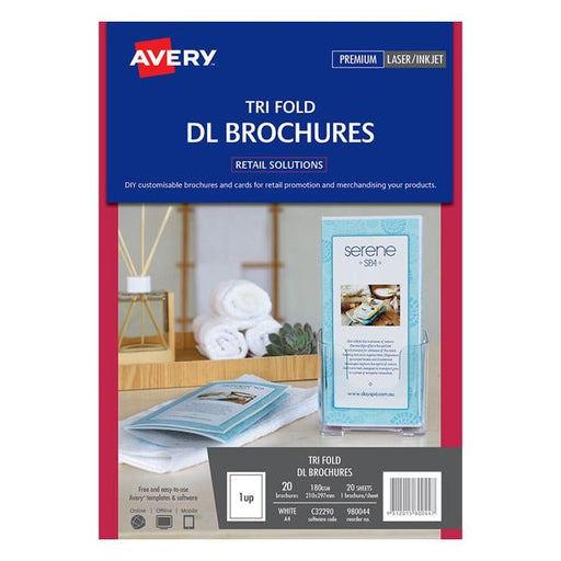 Avery Brochures C32290 Tri Fold Dl A4 1up 20 Sheets Inkjet Laser-Officecentre