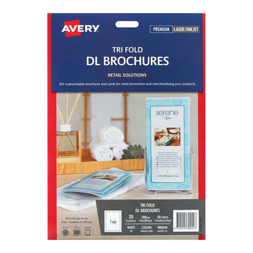 Avery Brochures C32290 Tri Fold Dl A4 1up 20 Sheets Inkjet Laser-Officecentre