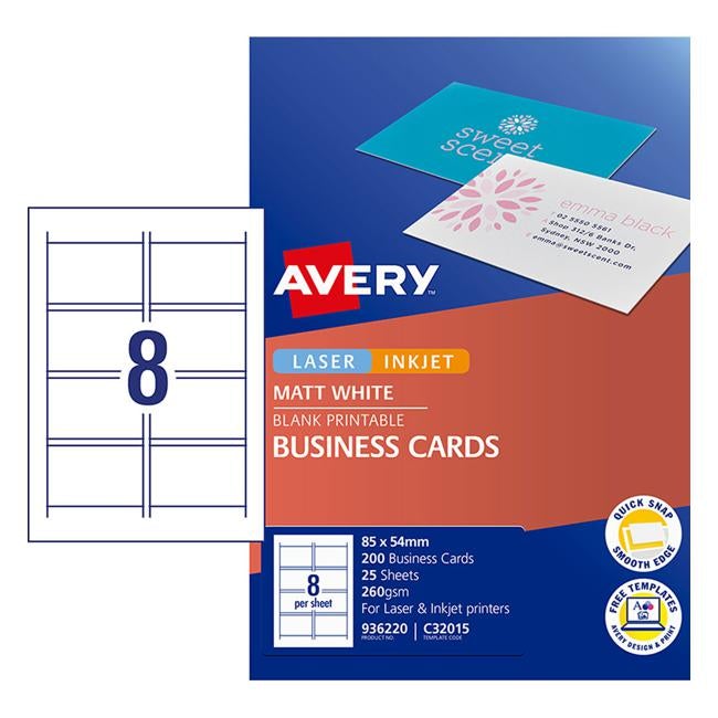 Avery Business Cards C32015-25 25 Sheets Inkjet-Officecentre