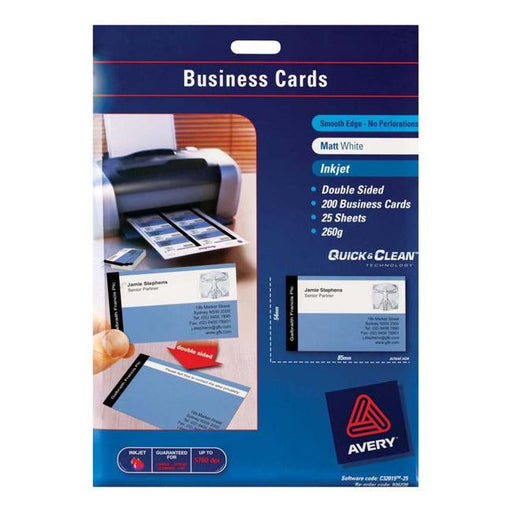 Avery Business Cards C32015-25 25 Sheets Inkjet-Officecentre
