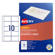 Avery Business Cards Ij39 Leathergrain 200gsm 20 Sheets Inkjet-Officecentre