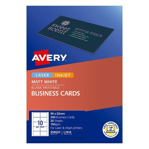 Avery Business Cards L7414-20 20 Inkjet Laser 10up 20 Sheets-Officecentre