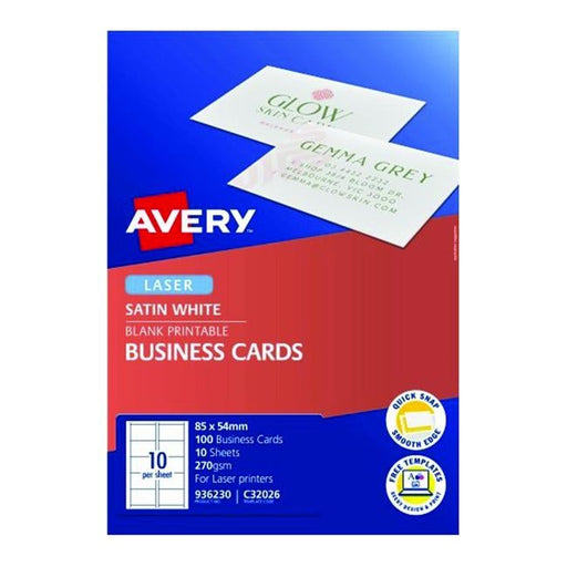 Avery Business Cards Satin Finish 270gsm Laser 10up 10 Sheets-Officecentre