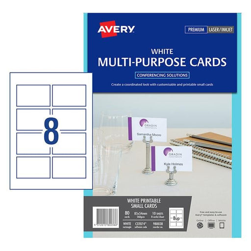 Avery Cards C32074 Multi Purpose Ds 8up 10 Sheets Inkjet-Officecentre