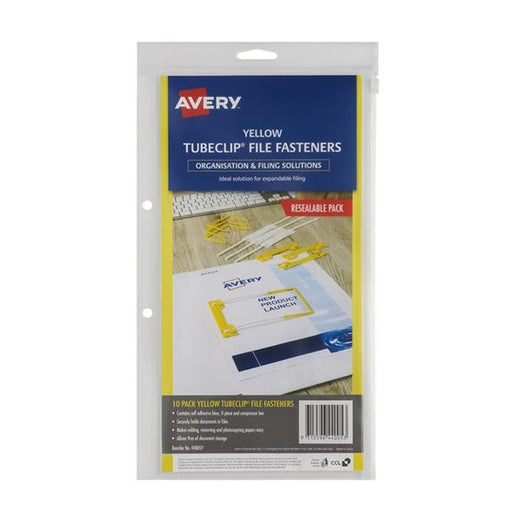 Avery Clip File Fastener Yellow 10 Pack-Officecentre