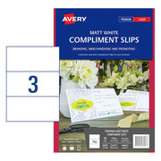 Avery Compliment Card C32295 Matt White D/S 3 Up 10 Sheets Laser 210x99mm-Officecentre