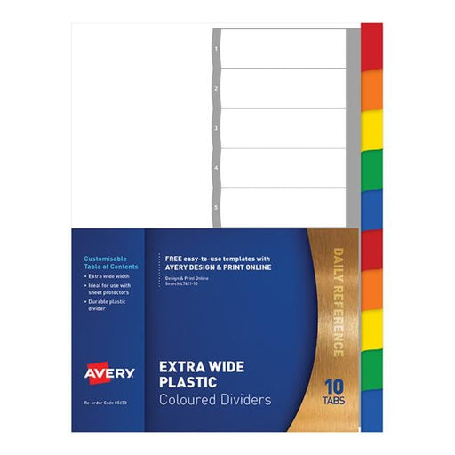 Avery Dividers A4 10 Tab Coloured Pp Extra Wide-Officecentre