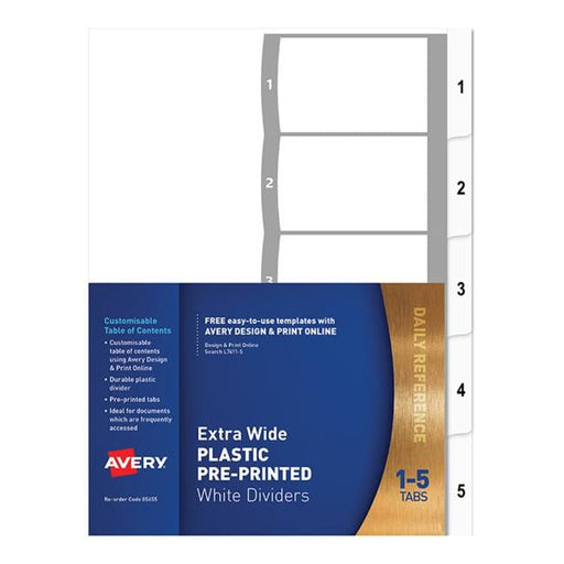 Avery Dividers A4 5 Tab Coloured Pp Extra Wide-Officecentre
