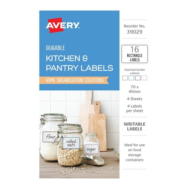 Avery Durable Kitchen Labels 70 x 40 mm Rectangle 16-Officecentre