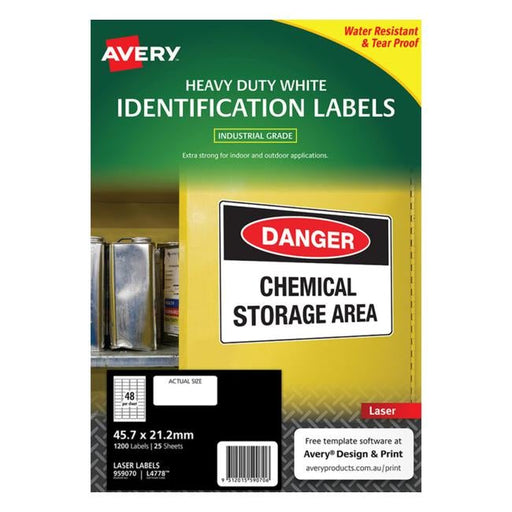 Avery Heavy Duty Id Label L4778 White 48 Up 25 Sheets Laser 45.7×21.2mm-Officecentre