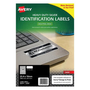 Avery Heavy Duty Id Label L6008 Silver 189 Up 20 Sheets Silver 25.4x10mm-Officecentre