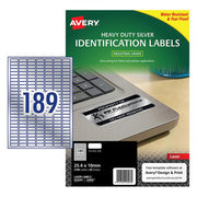 Avery Heavy Duty Id Label L6008 Silver 189 Up 20 Sheets Silver 25.4x10mm-Officecentre