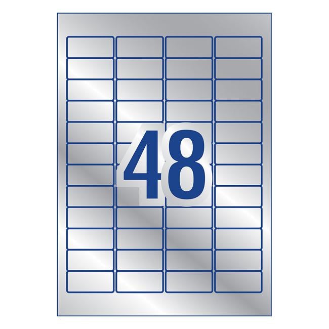 Avery Heavy Duty Id Label L6009 Silver 48 Up 20 Sheets Laser 47.5x21.2mm-Officecentre