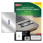 Avery Heavy Duty Id Label L6013 Silver 1 Up 20 Sheets Laser 199.6x289.1mm-Officecentre