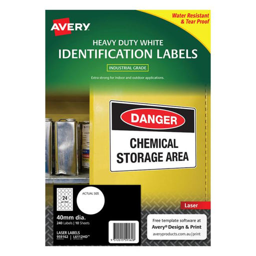 Avery Heavy Duty Id Labl L6112 White 24 Up 10 Sheets Laser 40mm-Officecentre