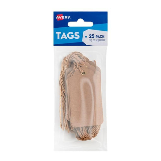 Avery Kraft Brown Scallop Tags - 85x45mm w-string 25 pack-Officecentre