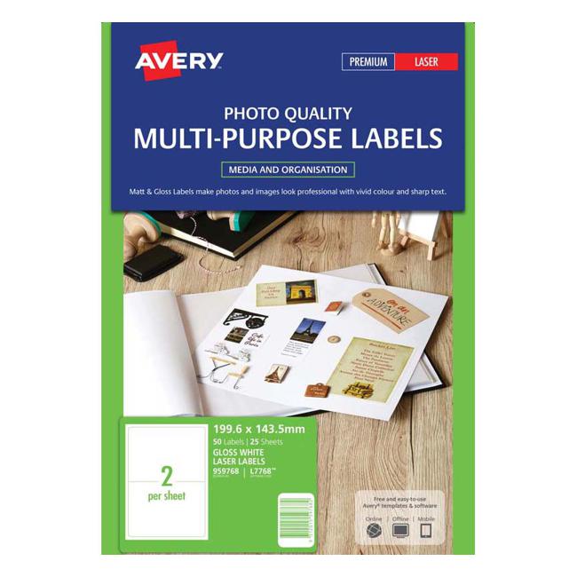 Avery L7768-25 200x144mm Col Las 25sht-Officecentre