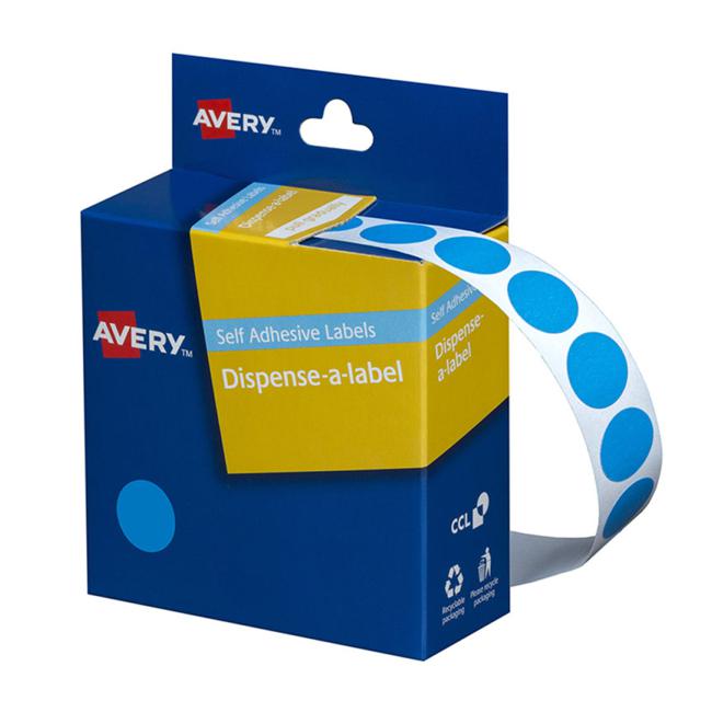 Avery Label Dispenser Dmc14lb Light Blue Round 14mm 1050 Pk-Officecentre