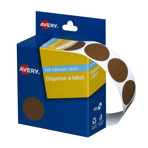 Avery Label Dispenser Dmc24br Brown Round 24mm 500 Pack-Officecentre