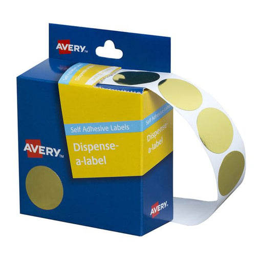 Avery Label Dispenser Dmc24go Gold Round 24mm 250 Pack-Officecentre