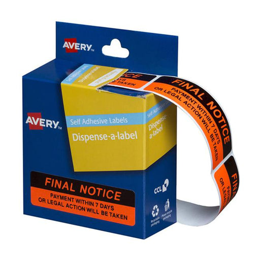 Avery Label Dispenser Dmr1964r3 Final Notice 19x64mm 125 Pack-Officecentre