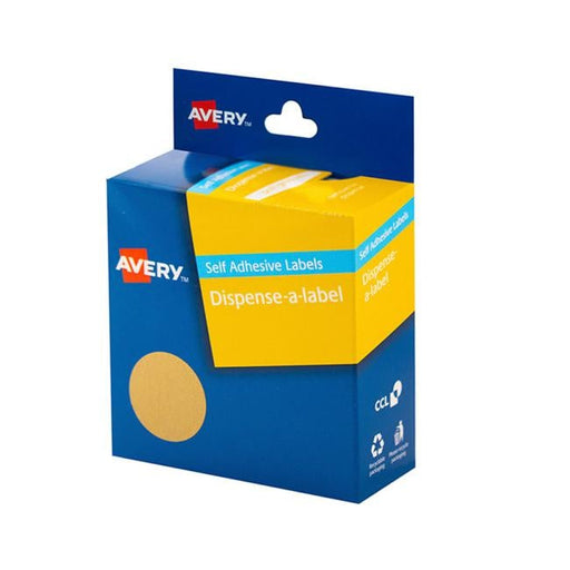 Avery Label Dispenser Kraft Round 24mm 400 Pack-Officecentre
