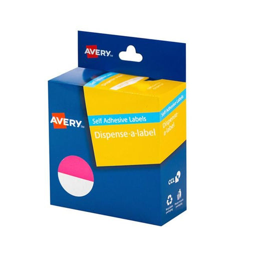Avery Label Dispenser Pink & White Round 24mm 300 Pack-Officecentre