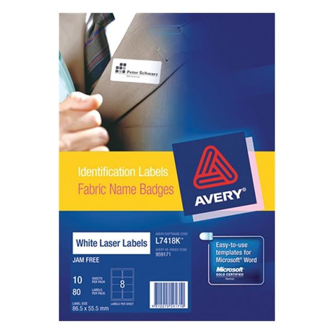 Avery Label Fabric Badge 80 Pack-Officecentre