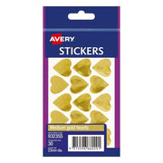 Avery Label Hearts Gold Medium 30 Pack-Officecentre