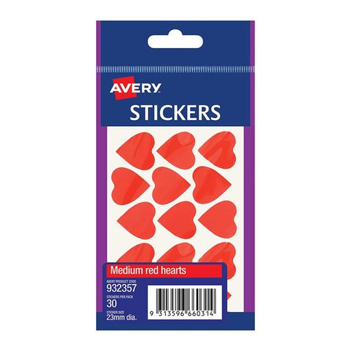 Avery Label Hearts Red Medium 30 Pack-Officecentre