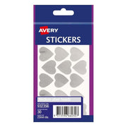 Avery Label Hearts Silver Medium 30 Pack-Officecentre