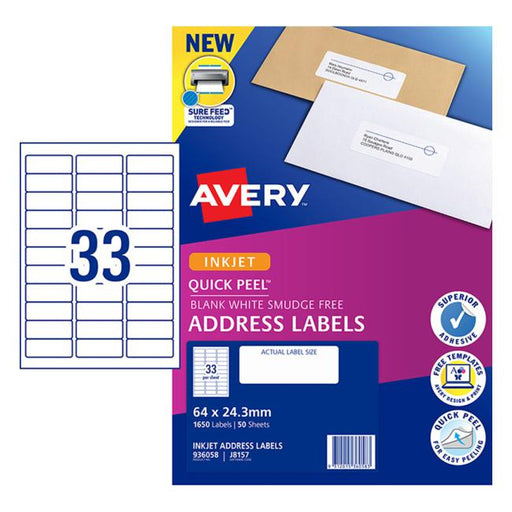 Avery Label J8157-50 Inkjet 50 Sheets-Officecentre