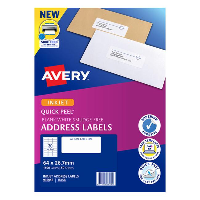 Avery Label J8158-50 Inkjet 50 Sheets-Officecentre