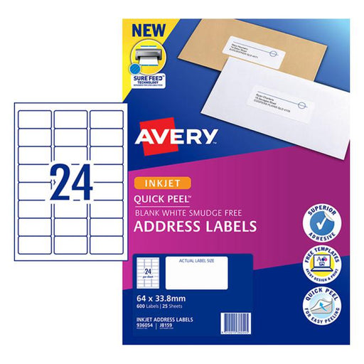 Avery Label J8159-25 Inkjet 25 Sheets-Officecentre
