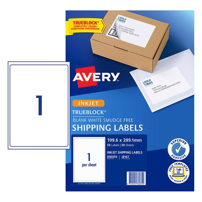 Avery Label J8167-50 Inkjet 50 Sheets-Officecentre