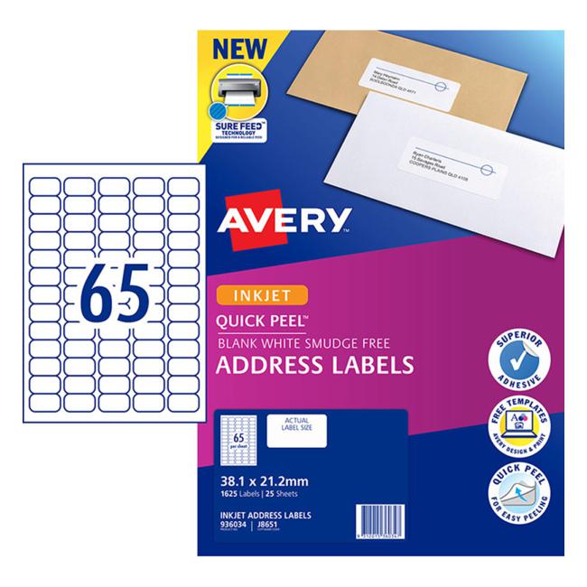 Avery Label J8651-25 Inkjet 25 Sheets-Officecentre