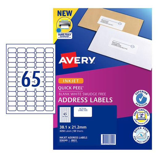 Avery Label J8651-50 Inkjet 50 Sheets-Officecentre