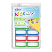 Avery Label Kids Durable Green Blue Red Border 44x19mm 12up 5 Sheets-Officecentre